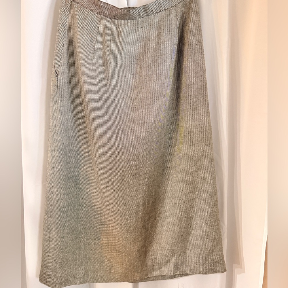Vintage Christian Dior The Suit Skirt | 70s 80s Rayon Linen Midi | Pockets - Picture 10 of 16